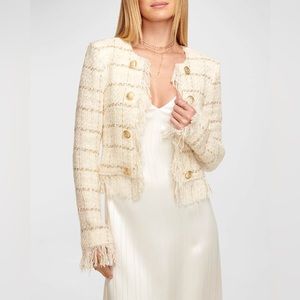 New! Ramy Brook Anna Tweed Fringe Jacket, sz 4